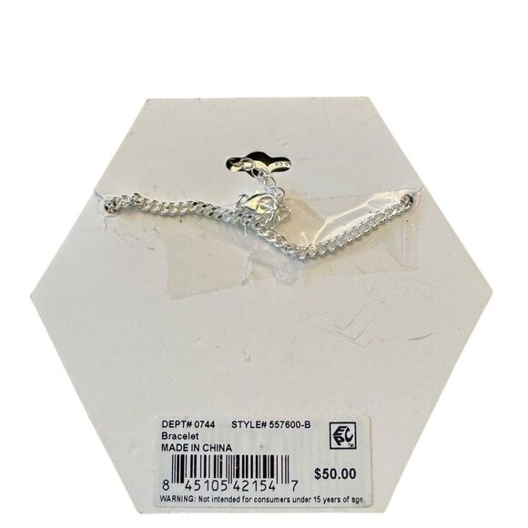 Unwritten Fine Silver Plate Cubic Zirconia Initial B 7”+1” Bracelet - Picture 3 of 3